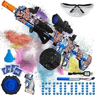 Electric Gel Ball Blaster, High Speed Automatic Splatter Ball Blaster with 40000+ Water Beads and Goggles, Rechargeable Splatter Ball Toys for Outdoor Activities Shooting Game Party Favors-Camouflage