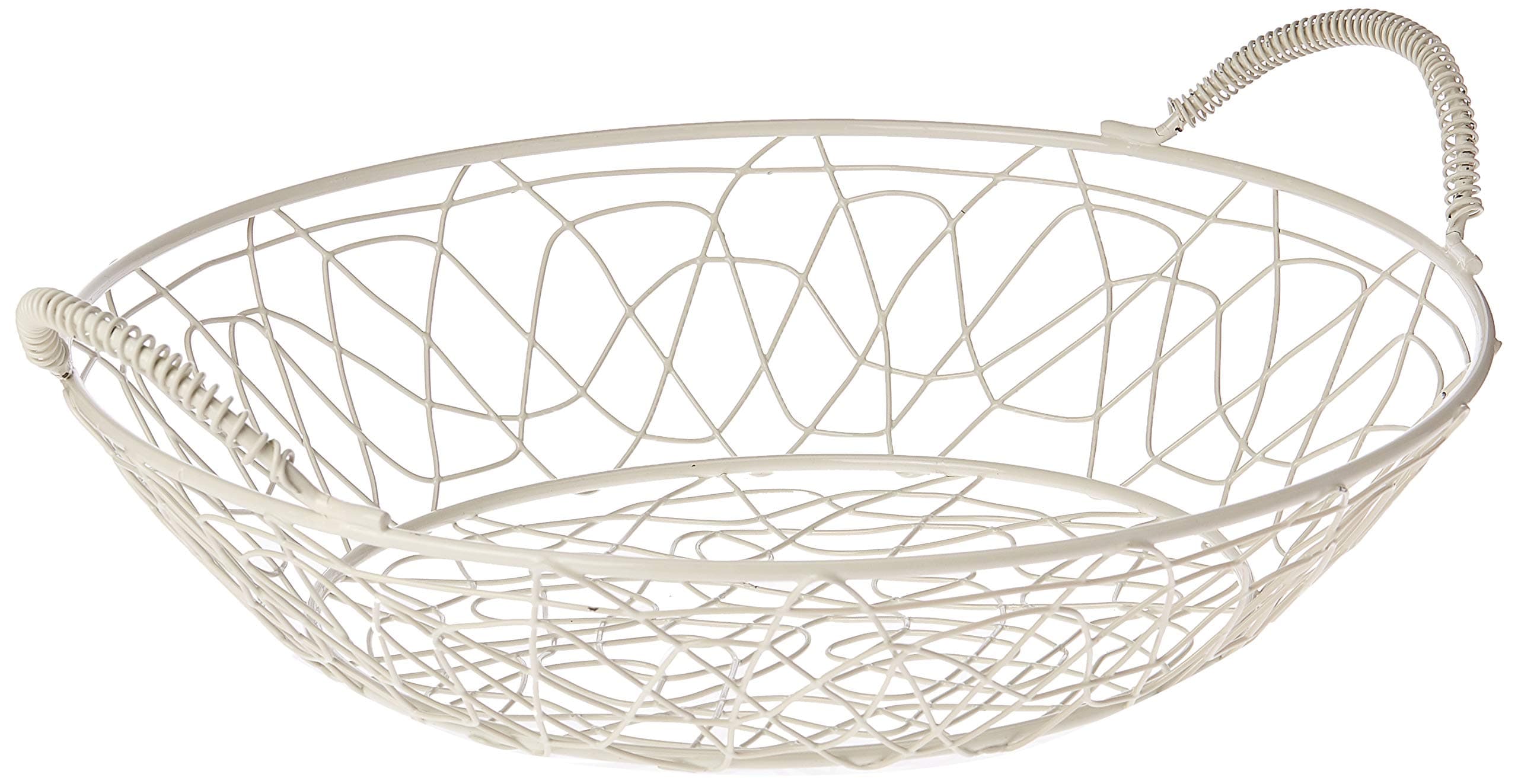 Harmony round shape basket with handle, silver, stainless steel