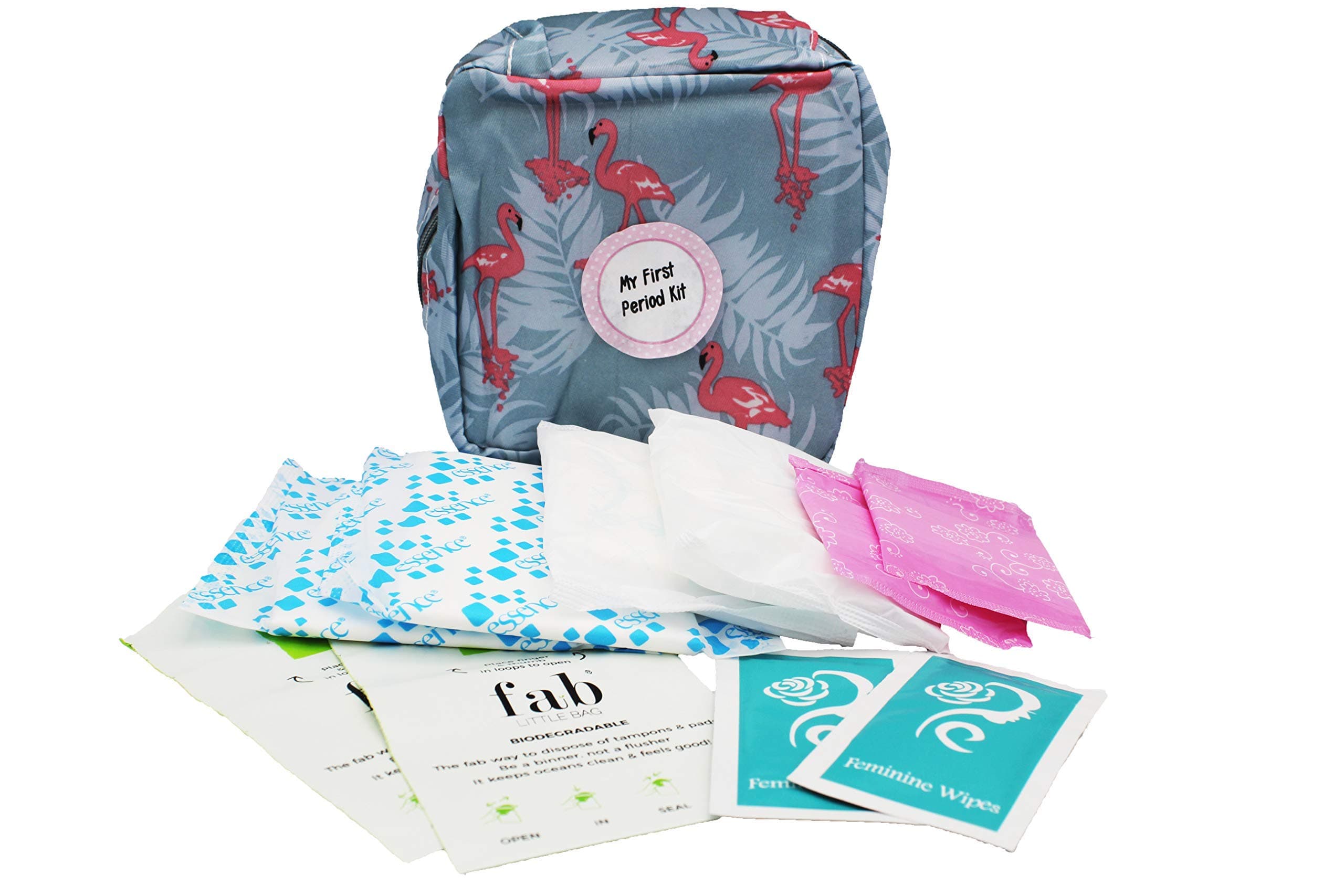 Go With The Flow FIRST PERIOD KIT READY-2-GO, Menstruation Starter Kit for Teens/Girls, filled kit bag containing all essential sanitary wear for on go. Gift for Her. Back to school