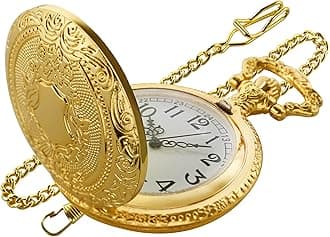 SwitchMe Classic Quartz Pocket Watch for Men,Roman Numeral Dial Non-Mechanical Movement Pocket Watch with Chain