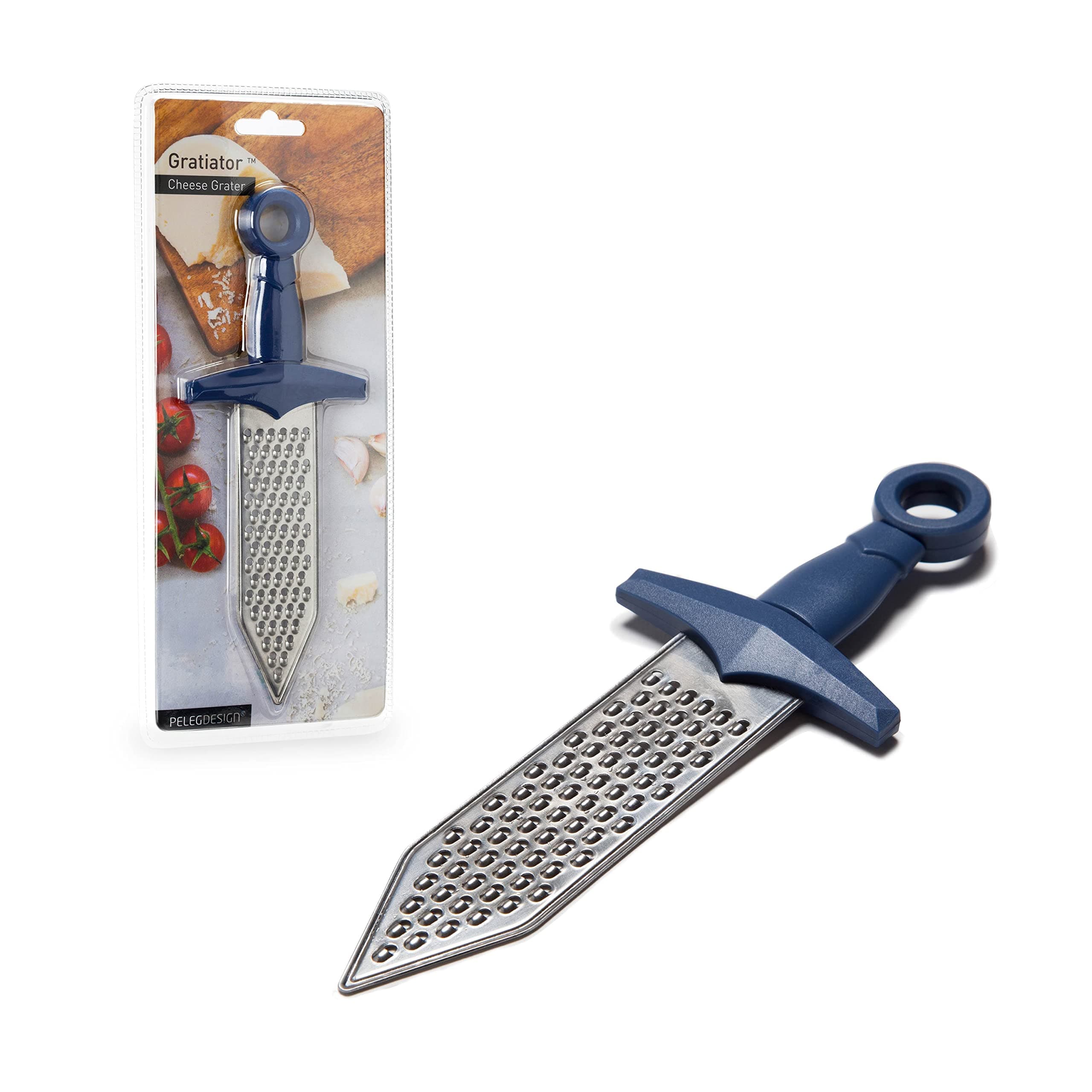 PELEG DESIGN Handheld Cheese Grater | Mini Cheese Grater Durable Rust-Proof Metal Sword-Shaped, For Cheese, Chocolate, Spices and More, Cute Kitchen Gift & Funny Kitchen Gadget (Gratiator)