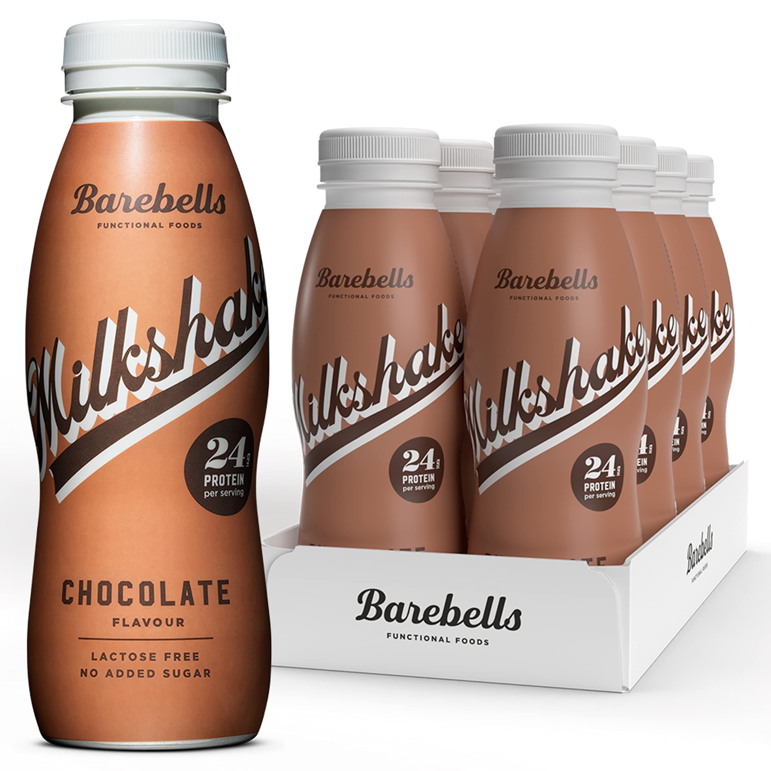 Barebells Protein Milkshake 8 x 330ml Bottles| High Protein Shake | No Added Sugar | Lactose Free| 24g of Protein | Delicious Creamy Flavour (Chocolate)