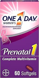 One A Day Women's Prenatal 1 Multivitamin Including Vitamin A, Vitamin C, Vitamin D, B6, B12, Iron, Omega-3 DHA & more, Tablet,Softgels, 60 Count - Supplement for Before, During, & Post Pregnancy