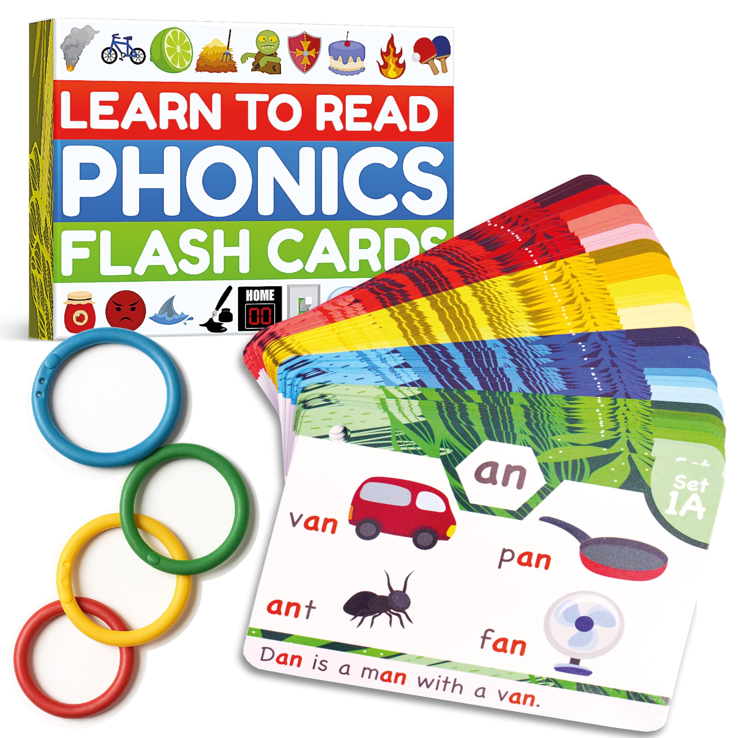 Phonics Flash Cards - Learn to Read in 20 Phonic Stages - Education for Kids Ages 4-8 Kindergarten 1st 2nd Grade