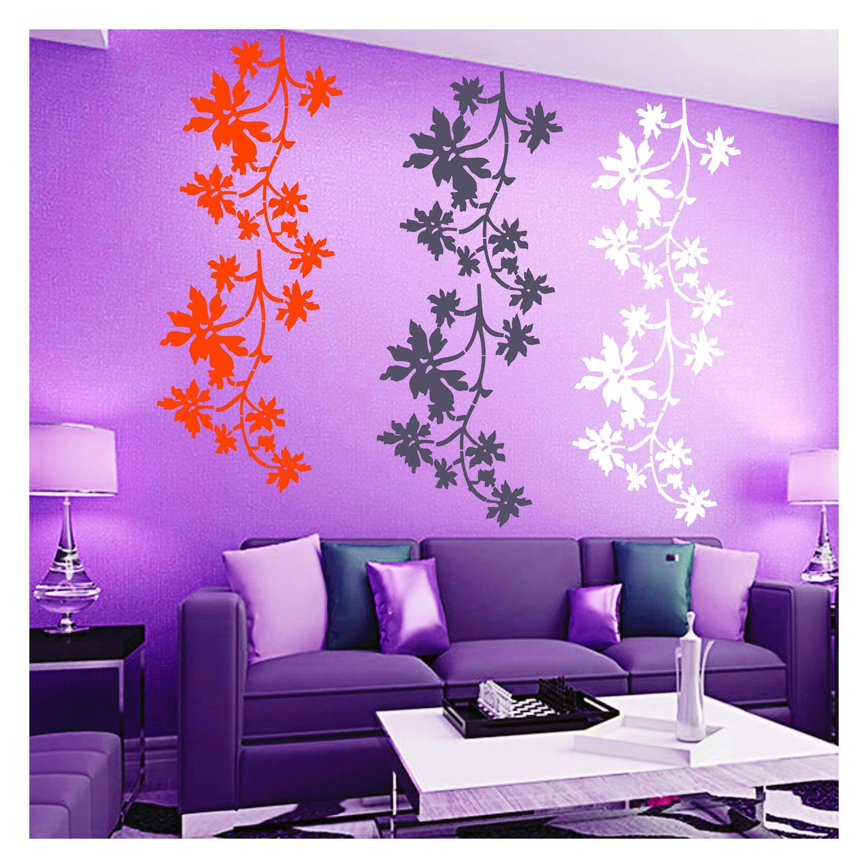 Kayra Decor Vinyl Plastic Reusable Wall Stencil for Decor/DIY Painting /Durable (Multi-colour, 16 x 24 inches)