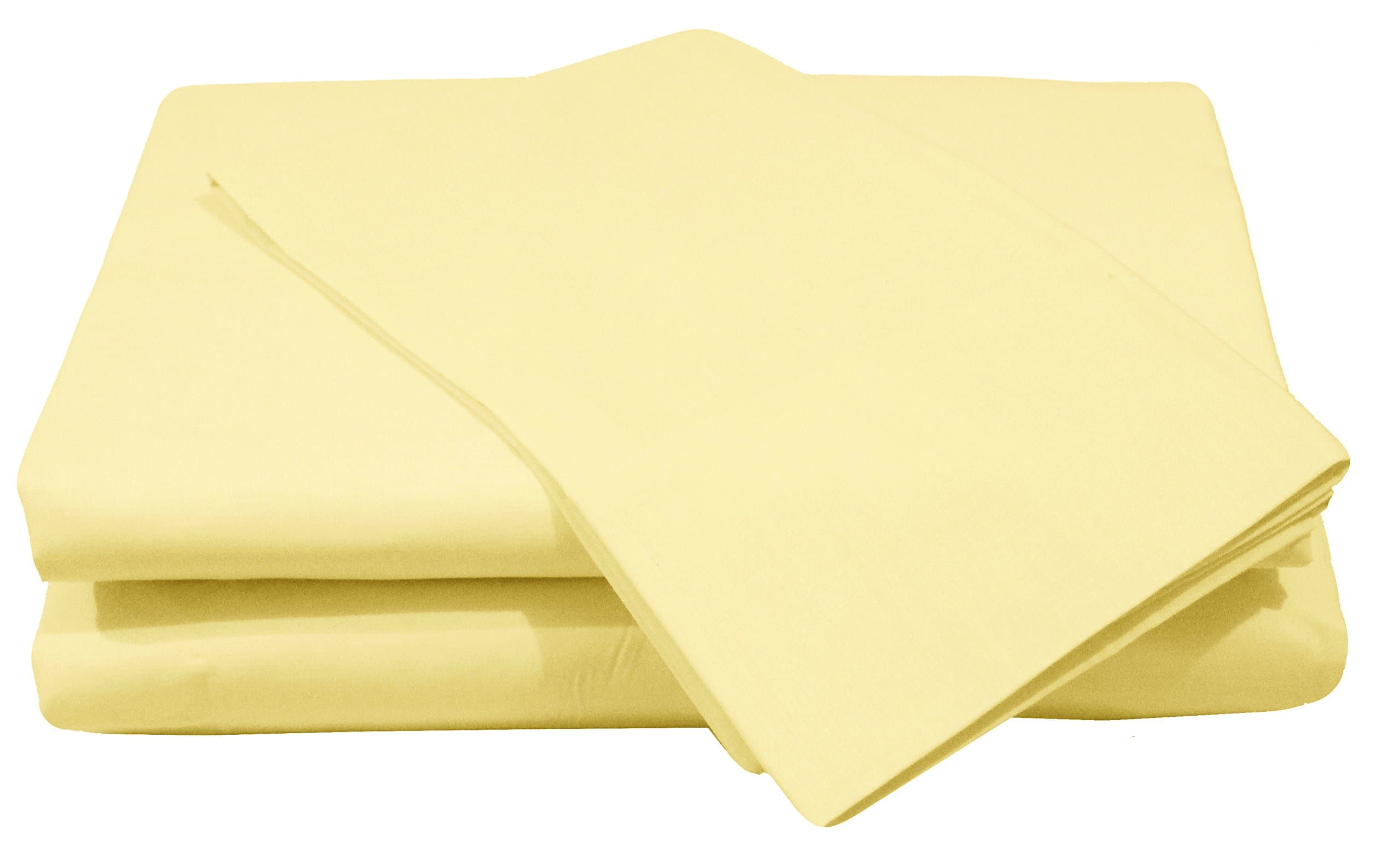 Maria Luxury Bedding & Linen Fitted Sheets - Luxury Plain Dyed Polycotton Bedding Bed Fitted Sheet (Single, Lemon)