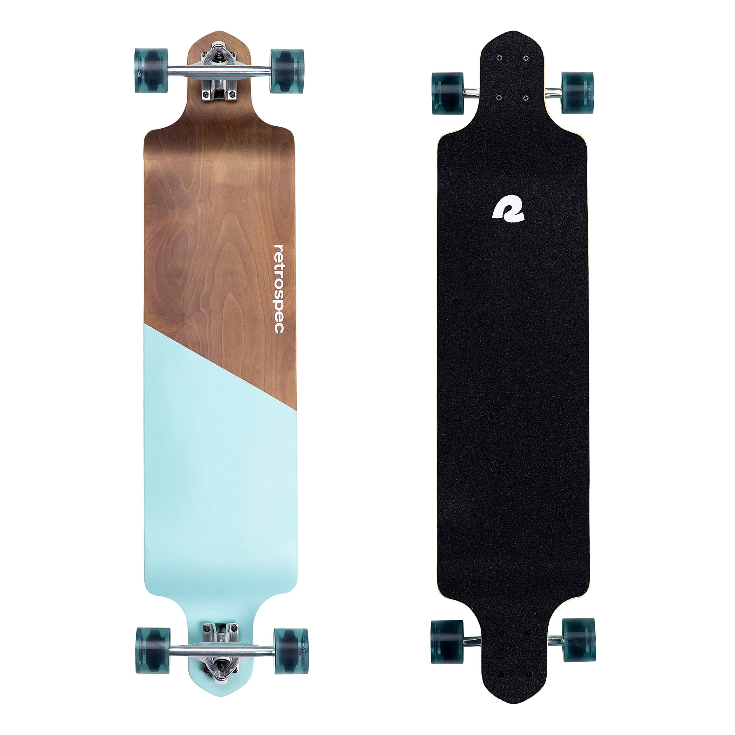- Retrospec Tidal Drop Down Longboard - 41" Extra Wide Stable Deck, 9-Ply Canadian Maple, ABEC-9 Bearings, 85A PU Wheels, Reverse Kingpin Trucks for Cruising & Downhill