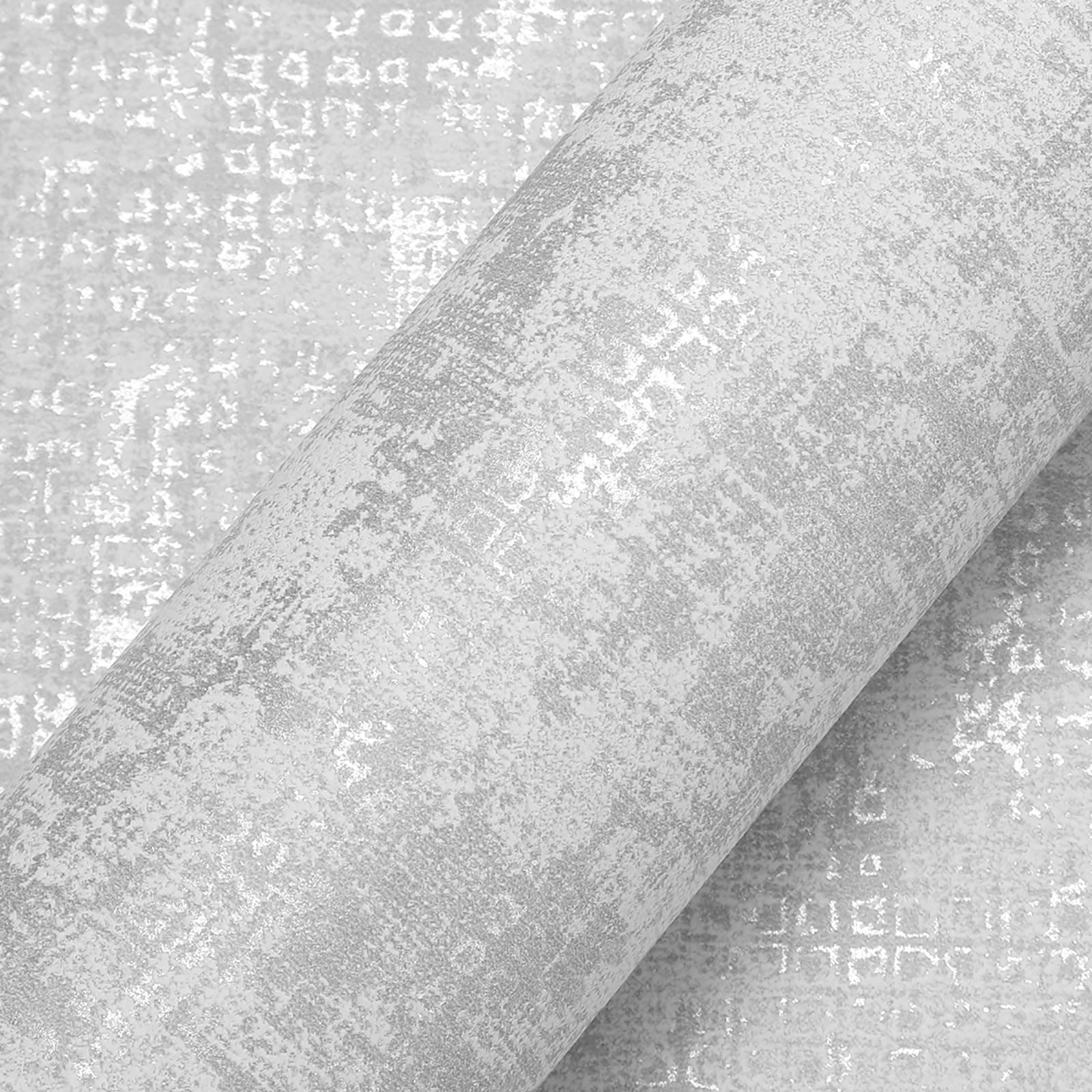 Concrete Effect Wallpaper Metallic Silver Grey Cement Textured Wallpaper Feature Neutral Retro Decorative Luxury Wall Paper Roll Living Room Hallway Bedroom Kitchen Wall Paper for Adults