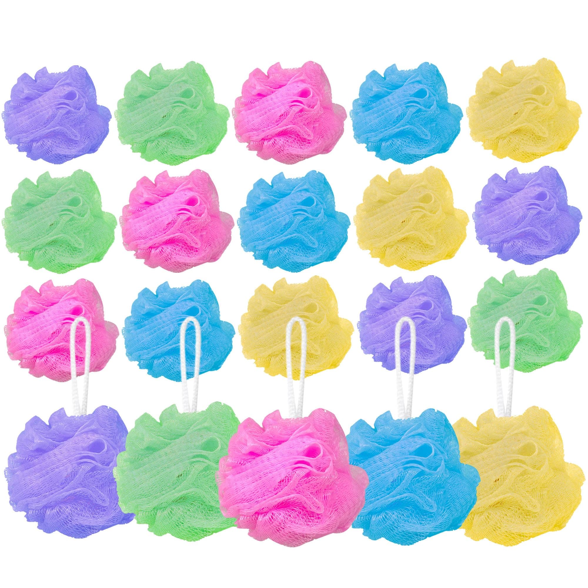 20 Bath or Shower Sponge Loofahs 30g Pouf Mesh Assorted Colors Wholesale Bulk LOT