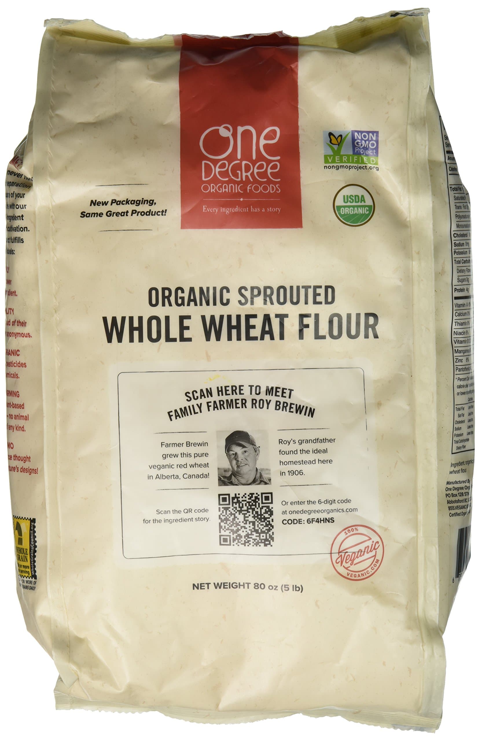 Organic Sprouted Whole Wheat Flour, 80 Ounce -- 4 per case.4