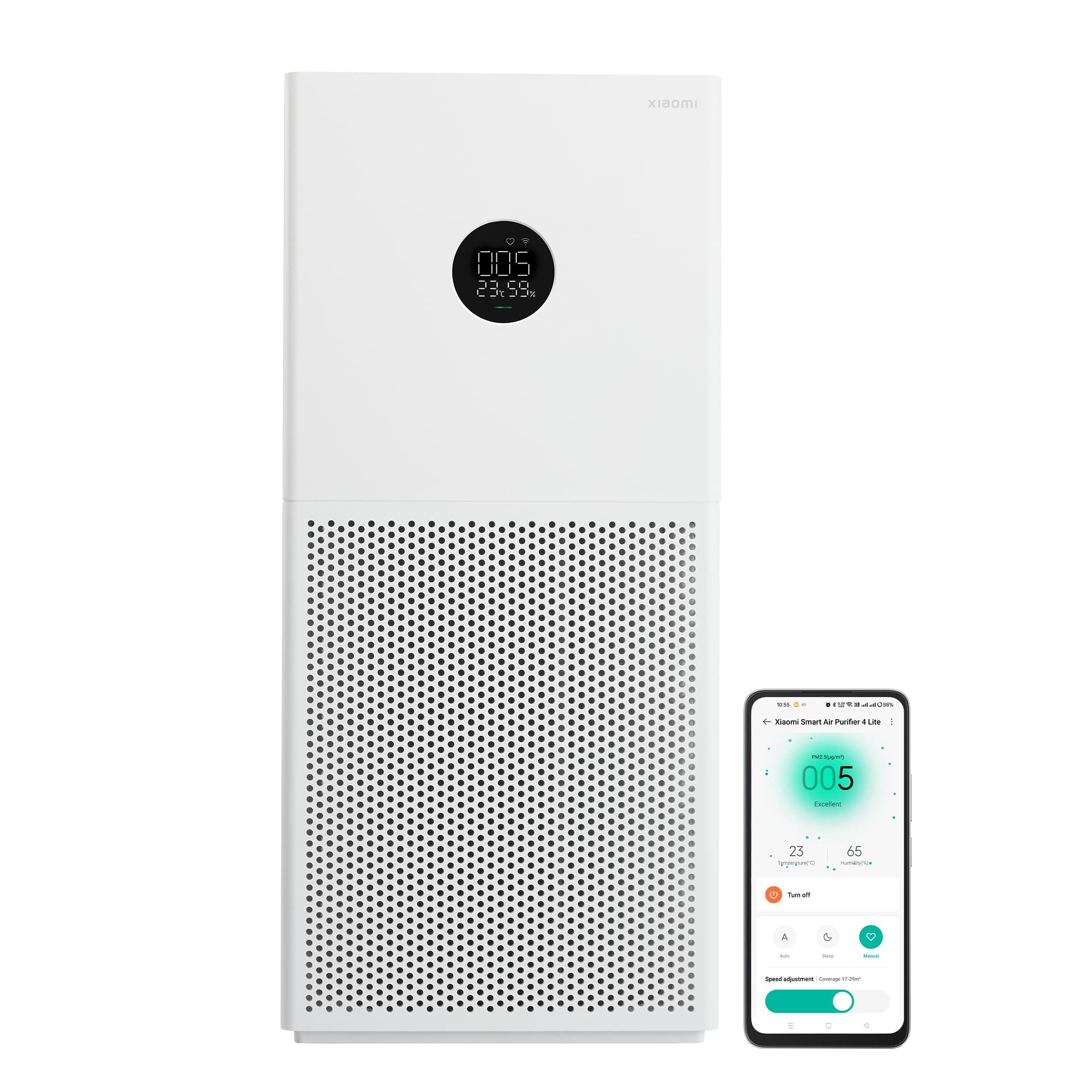 MI Xiaomi Smart Air Purifier 4 Lite, High Efficiency Filter, Removes 99.97% Airpollutants, Bacteria & Viruses & Odor, Large Coverage Area Up To 462 Sq. Ft, App, Wi-Fi & Voice Control-Alexa/Ga