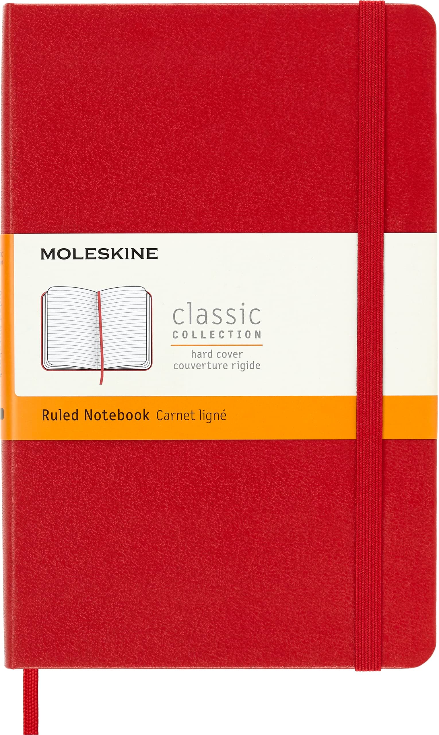 Classic Notebook, Hard Cover, Medium (4.5" x 7") Ruled/Lined, Scarlet Red, 208 Pages