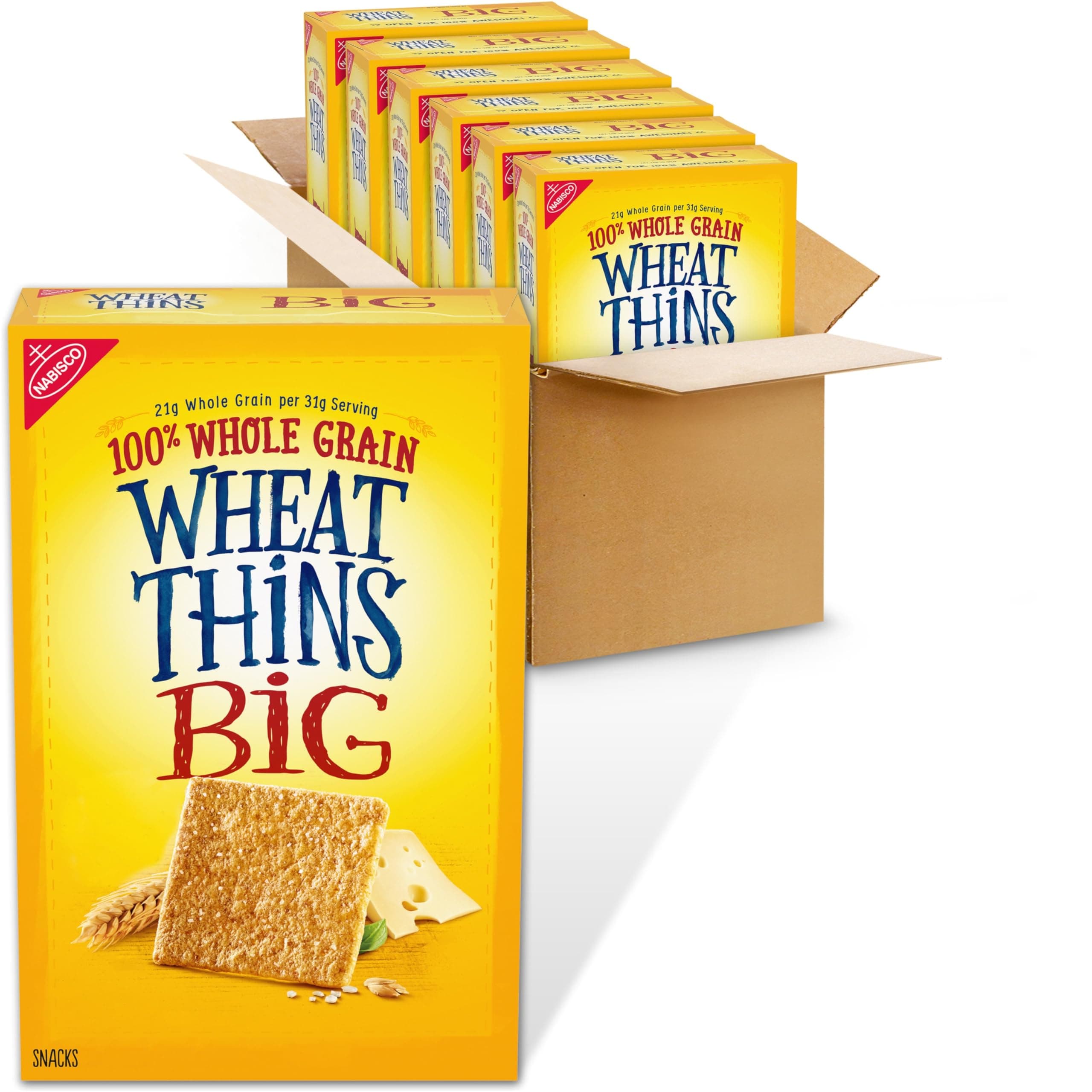 BIG Snacks, Whole Grain Wheat Crackers, Bulk Snack Crackers, 6 - 8 oz Boxes