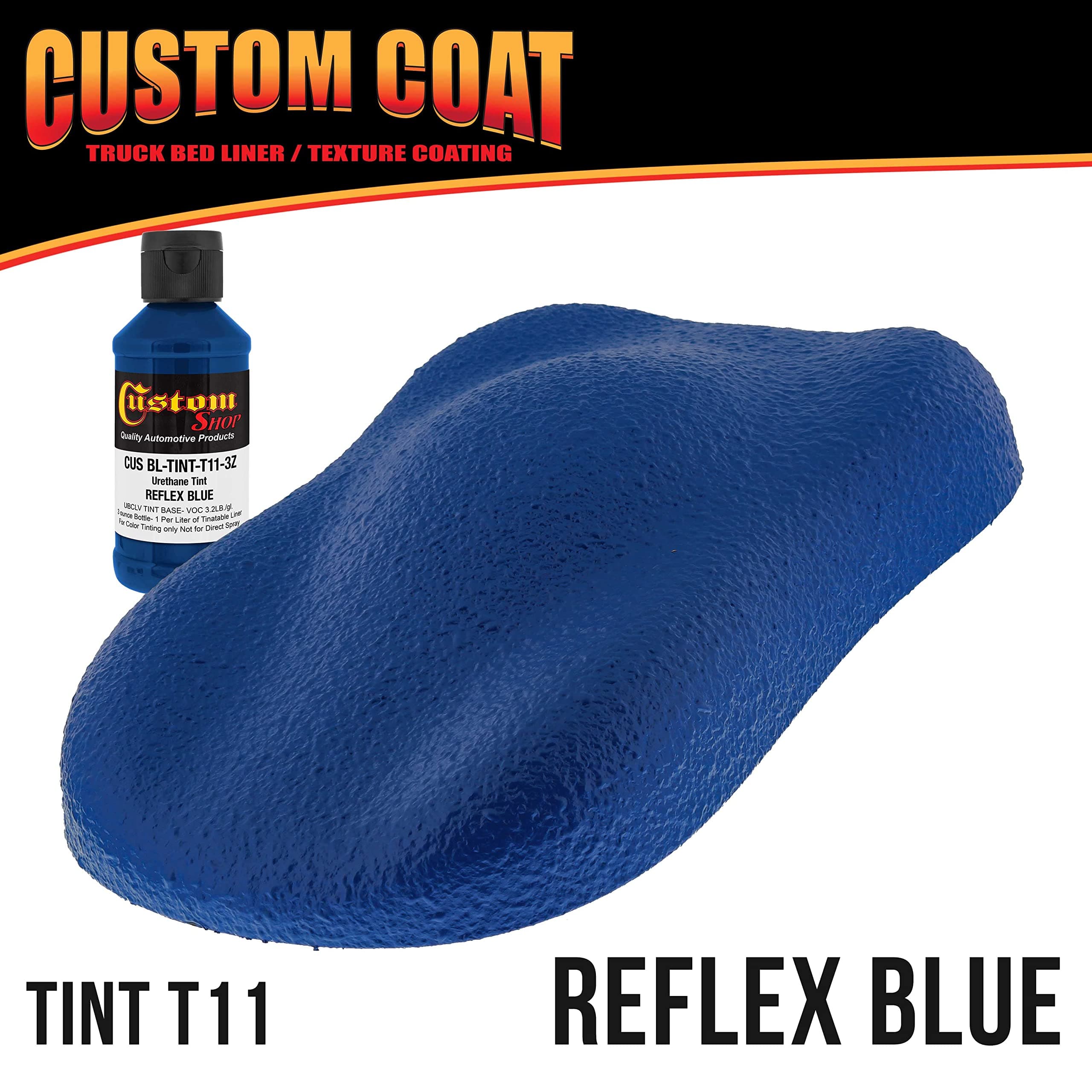 Custom Coat Reflex Blue 2 Gallon (8 Quart) Urethane Spray-On Truck Bed Liner Kit with Spray Gun and Regulator - Easy Mixing, Shake, Shoot - Textured Protective Coating, Prevent Rust - Car, Auto