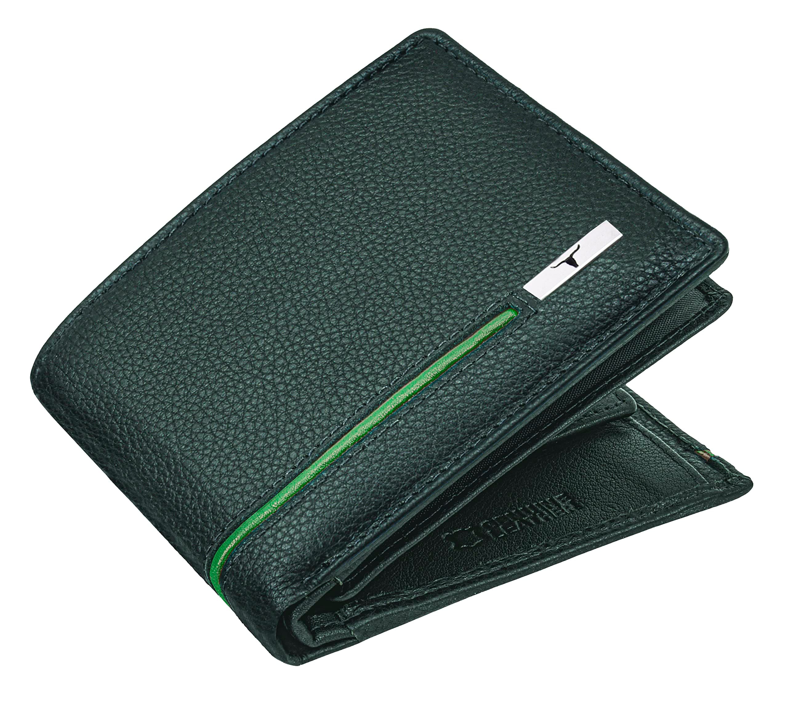 Stag Green/Light Green Leather Wallet for Men