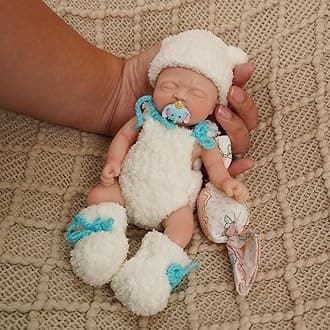Lifelike Reborn Baby Doll - 7" Mini Full Platinum Silicone Realistic Newborn Baby Doll, Non-Vinyl Doll, Washable Reality Doll Baby with Feeding Kit & Gift Box-Girl