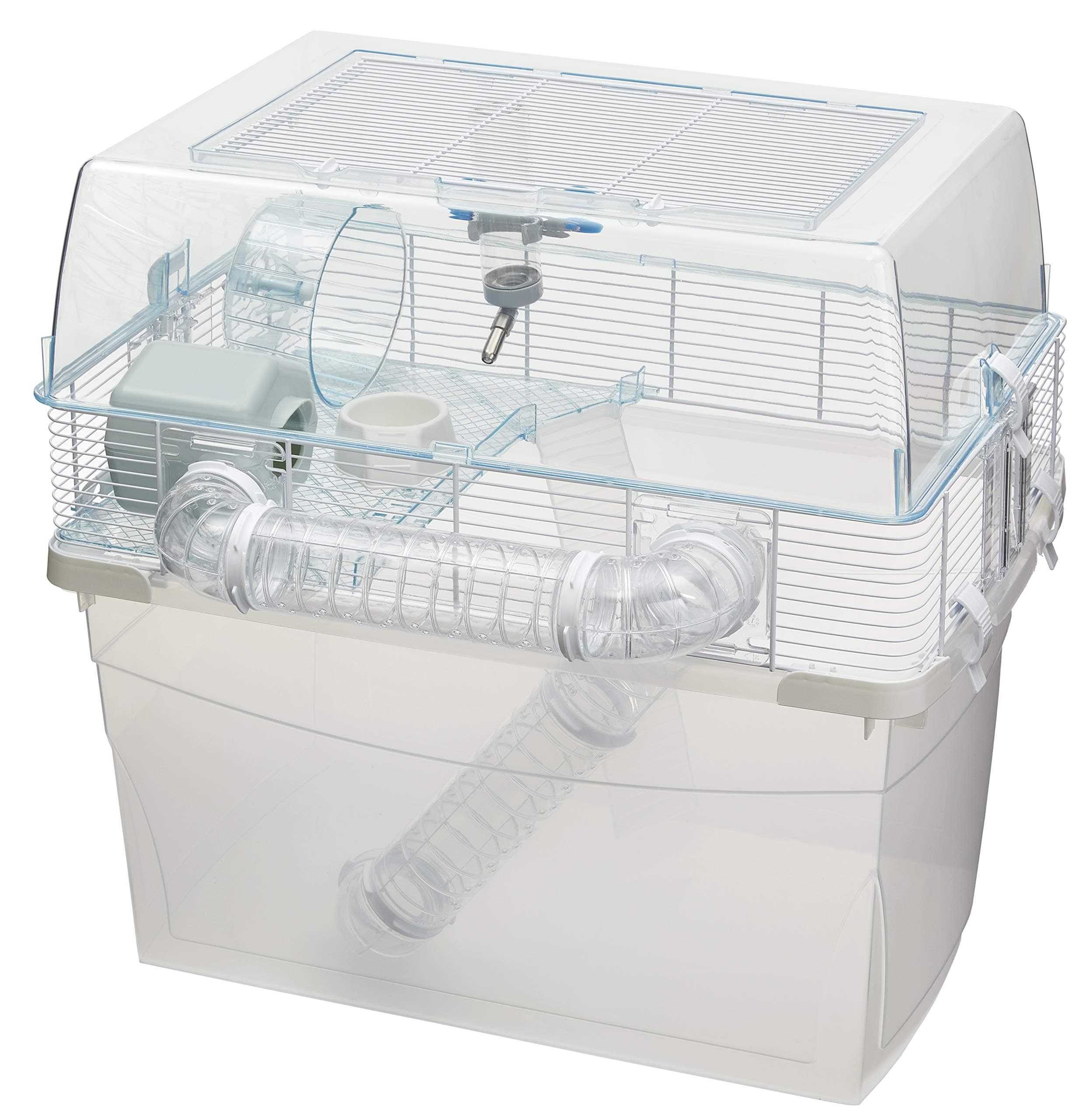 Duna Space Hamster Cage, Extra-Deep 11.5-Inch Base Promotes Instinctual Burrowing While Containing Litter & Debris, Includes All Accessories and Play Tunnels, 22.6L x 18.7W x 21.5 Inches