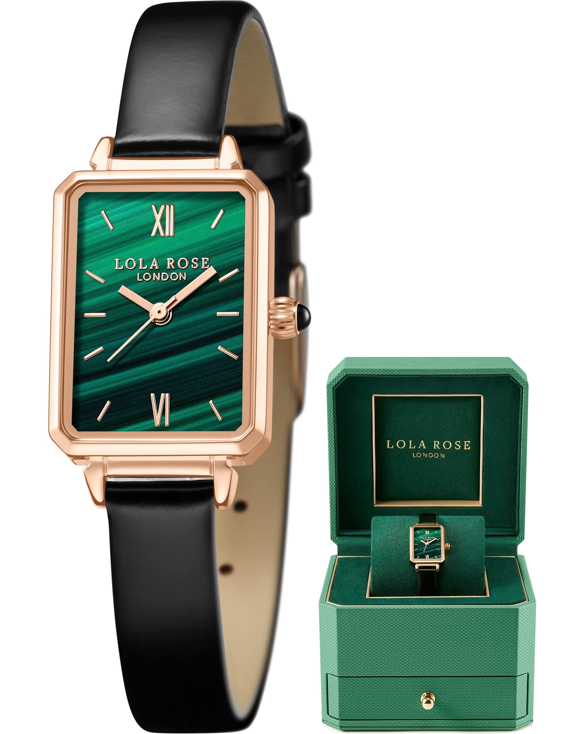- Dainty Women's Wrist Watch: Green Malachite Dial, Wrapped by Stylish Gift Box, Elegant Present for Ladies and Loved Ones
