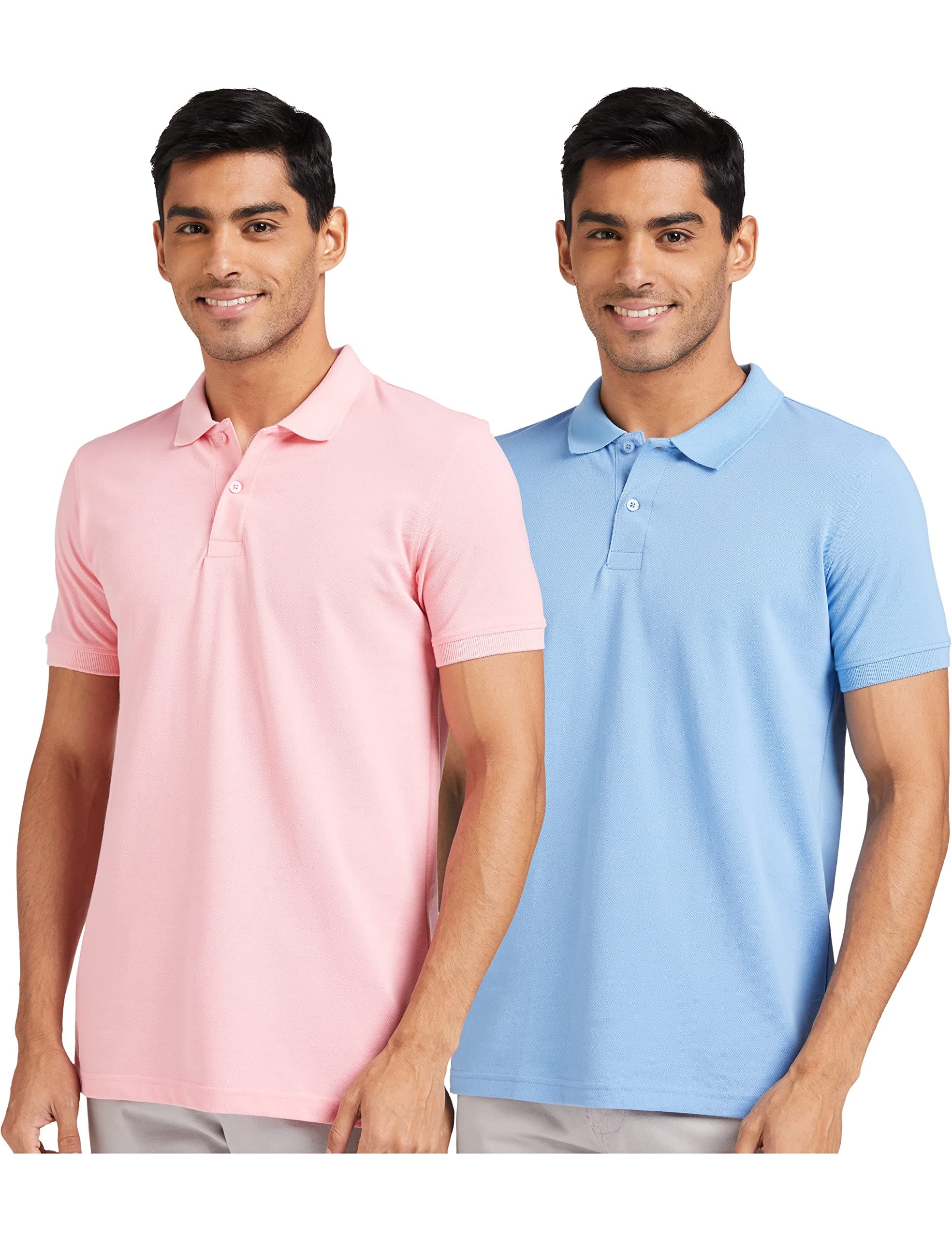 Amazon Brand - SymbolMen's Solid Regular Fit Half Sleeve Polo (Combo Pack of 2)