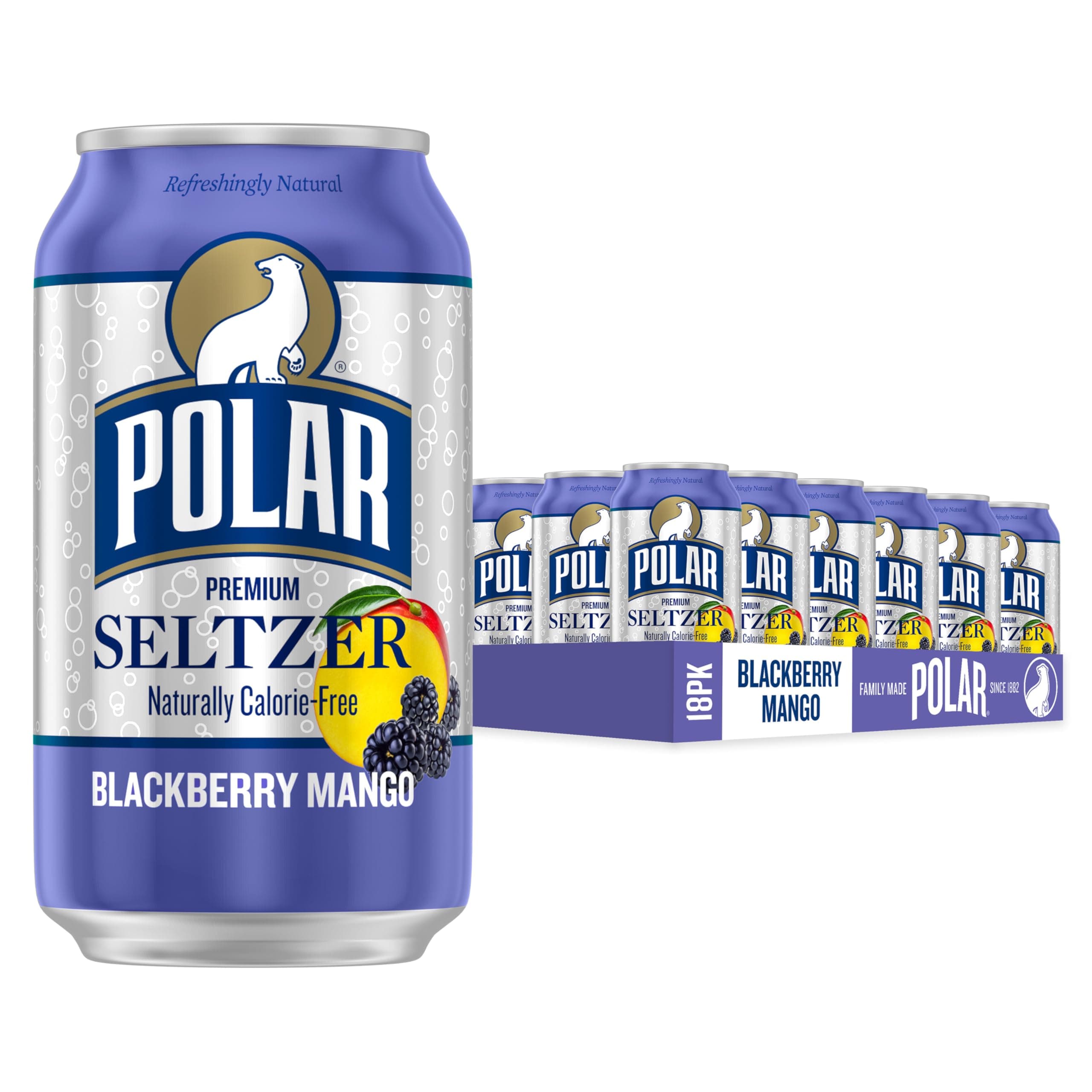 Seltzer Water Blackberry Mango, 12 fl oz cans, 18 pack