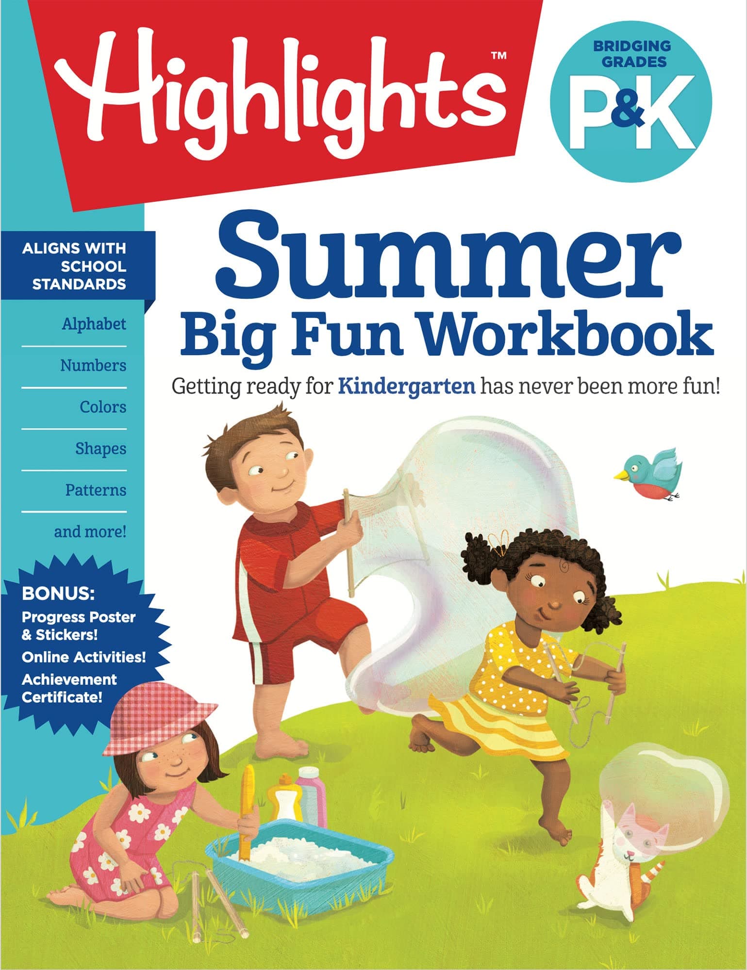 Summer Big Fun Workbook Bridging Grades P & K: Prep for Kindergarten Summer Activity Book, PreK to Kindergarten Summer Workbook with Alphabet, Numbers, Colors and More (Highlights Summer Learning)
