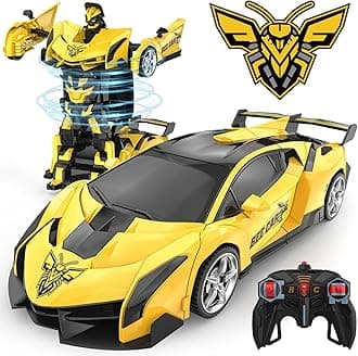 BLUEJAY Transform Rc Cars for Boys 4-7 8-12, 2.4Ghz Remote Control Car 1:18 Scale Transforming Robot, One-Button Deformation 360° Rotation Car Toy Gifts for Boys 3-5