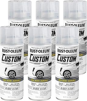 Rust-Oleum 323383-6PK Automotive Custom Lacquer Spray Paint, 11 oz, Gloss Clear, 6 Pack