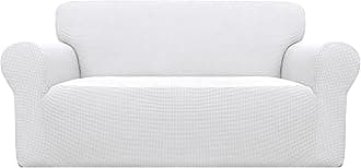 Easy-Going Stretch Loveseat Slipcover 1-Piece Couch Sofa Cover Furniture Protector Soft with Elastic Bottom for Kids. Spandex Jacquard Fabric Small Checks(loveseat,Snow White)