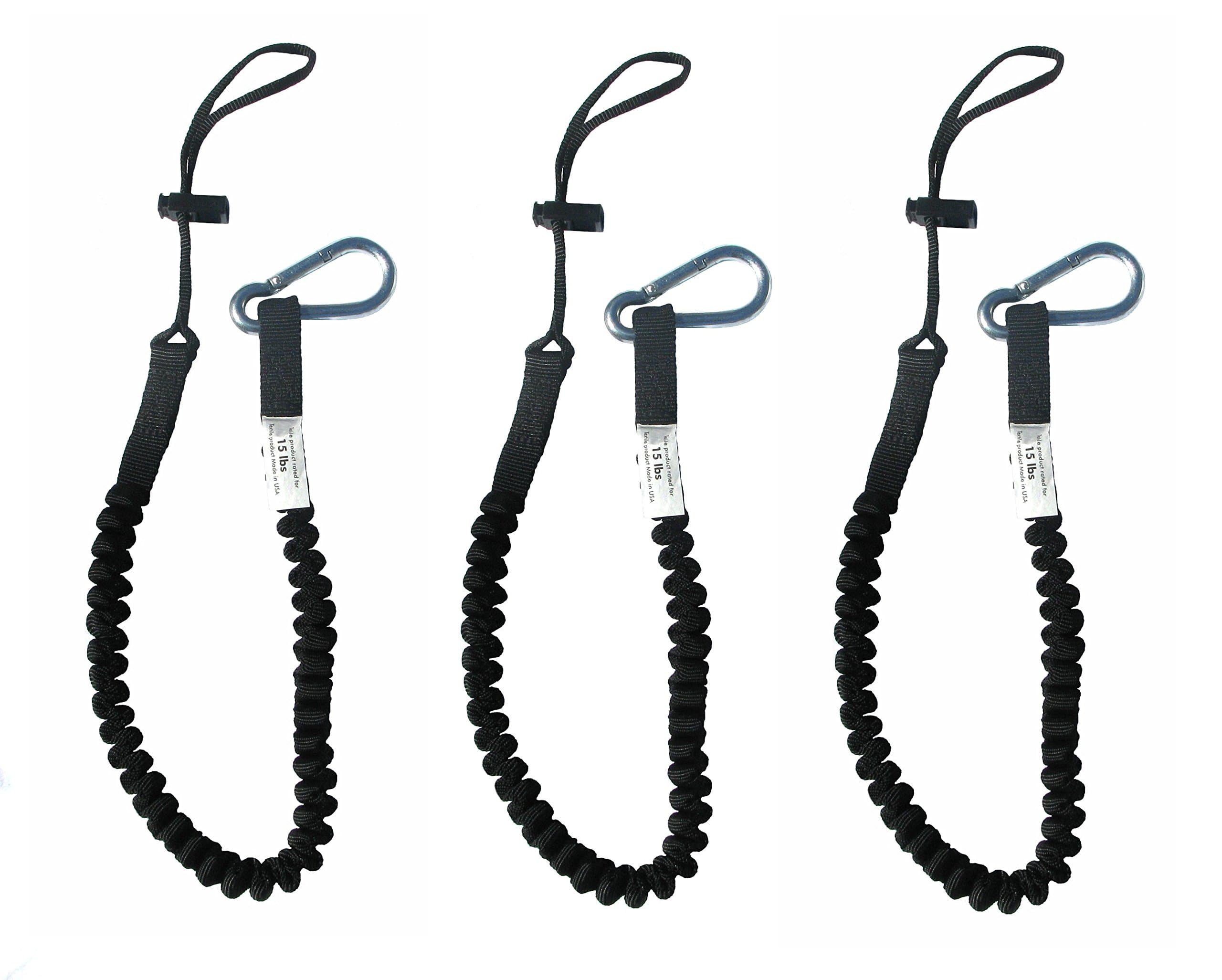 US-15-TL, 3 Pack Tool Leash, 15 lb Working Limit, Single Carabiner Tool Lanyard. Designed, Tested and Built in The USA. American Pride. American Quality.