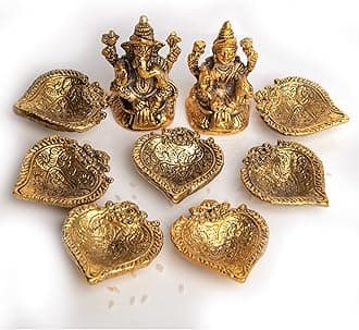 Wonder Care Lakshmi ganesh decorations for home Metal laxmi ganesh statue for Diwali Decorations for home & office laxmi ganesh puja Decoration | Ganesh Idol for Car | Home Decor return diwali gifts