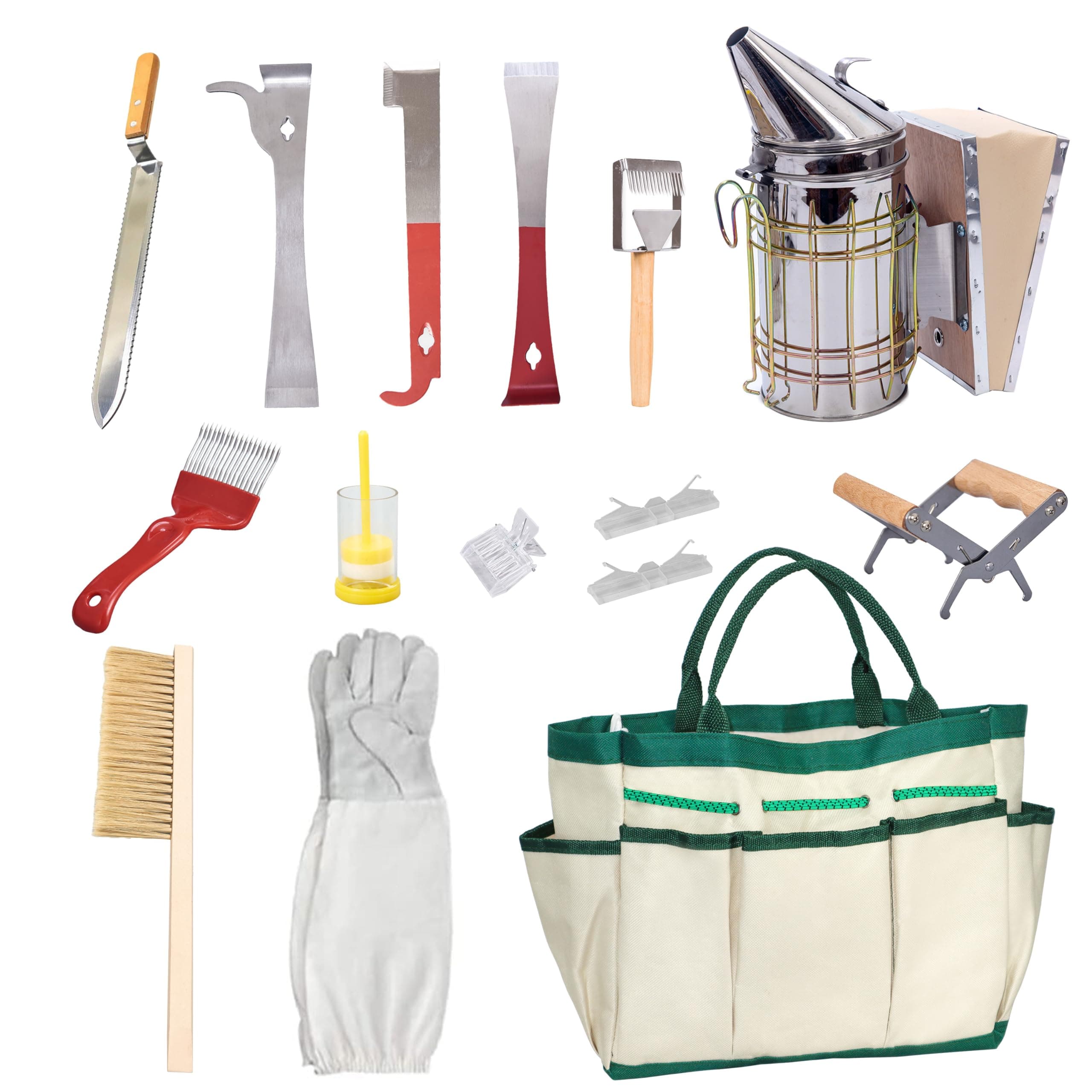BeeCastle 14pcs Beekeeping Tools Starter Kit