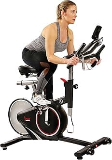 Indoor Intensive Cycling Exercise Bike, Adjustable Cardio Training Exerciser w/Emergency Brake for Home, Optional Free SunnyFit App Bluetooth Link + Electromagnetic Resistance