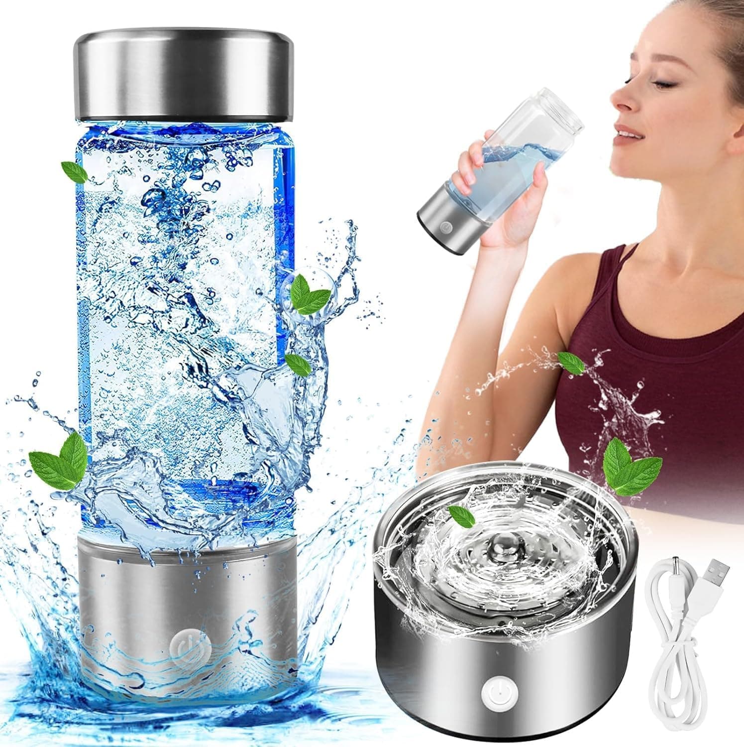 Hydrogen Water Bottle 420ML, 2024 Hydrogen Water Bottle Generator, Using SPE, PEM Technology To Improve Water Quality In 3 Minutes, Hydrogen Water Is Suitable For Travel, Sports, Daily Drinking