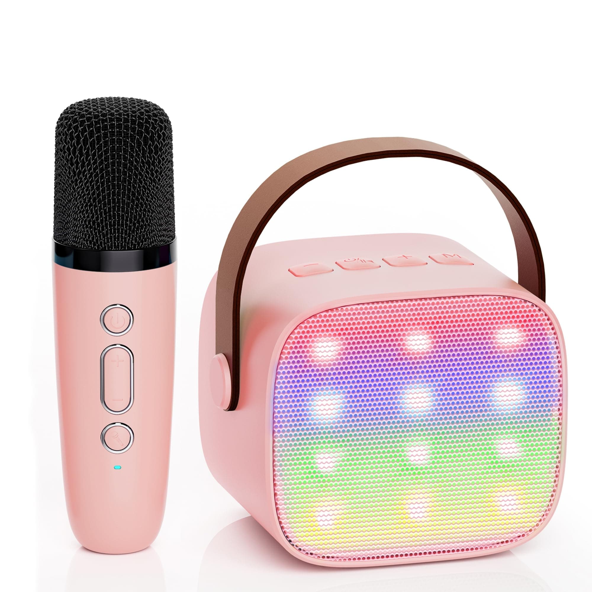 YLL Kids Karaoke Machine, Portable Bluetooth Speaker with Wireless Microphone, Music Player for 4, 5, 6, 7, 8, 9, 10 +Year Old Girls Boys Toy(Pink)