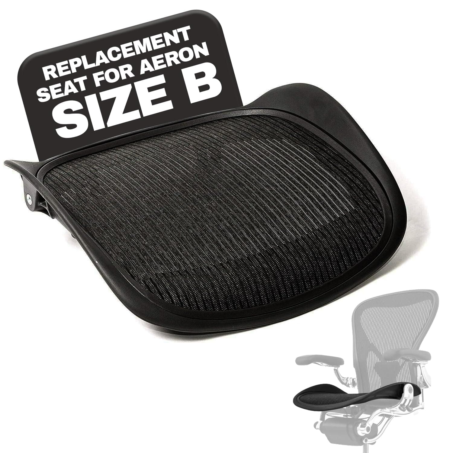 FOAMON Replacement Seat for Herman Miller Classic Aeron Size B Medium (Black Mesh)