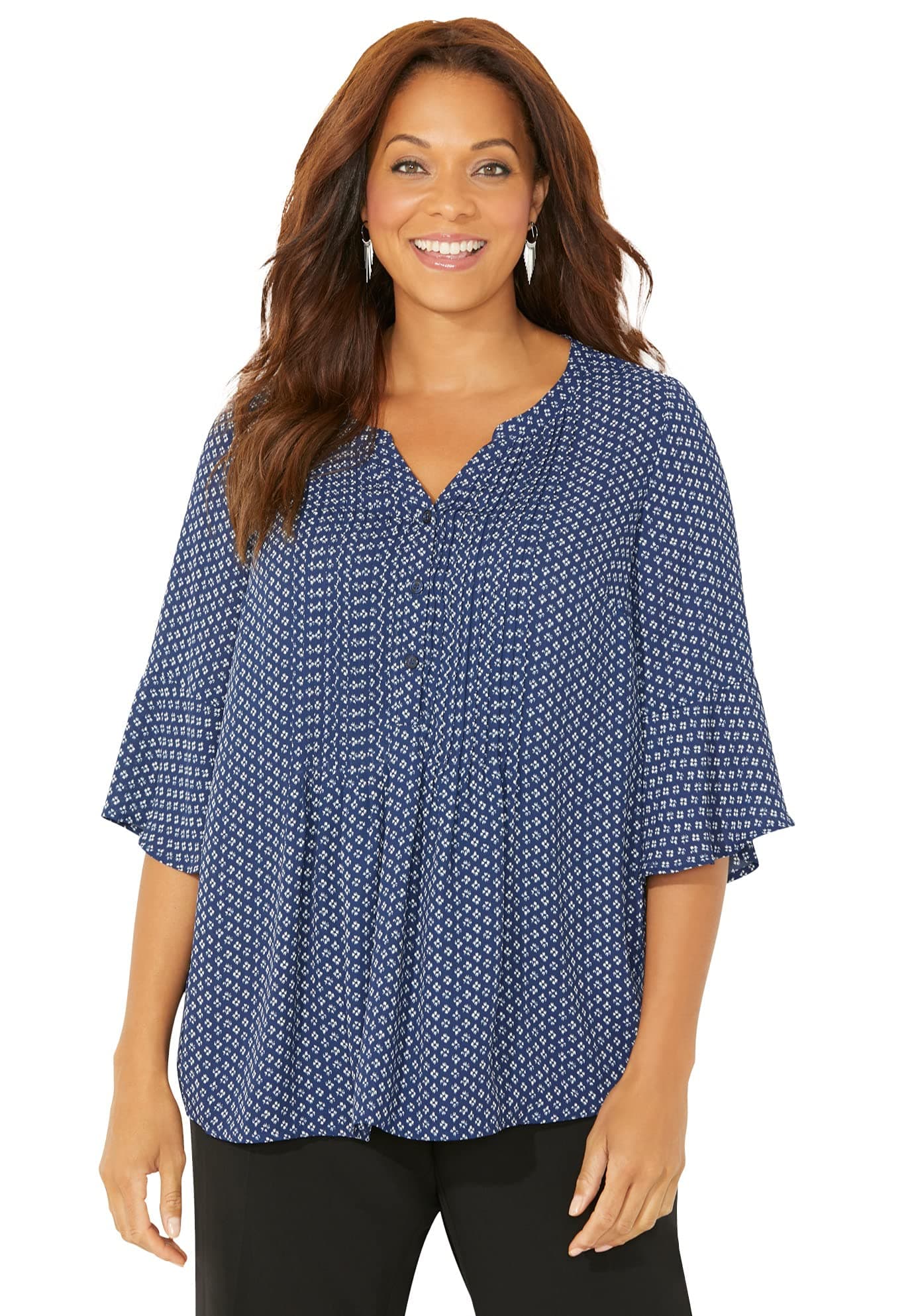 CatherinesWomen's Plus Size Georgette Pintuck Blouse