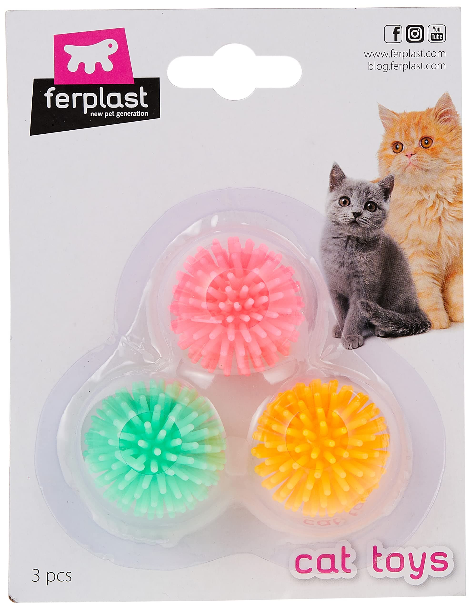Ferplast – Balls for Cats 3 Pcs Rubber