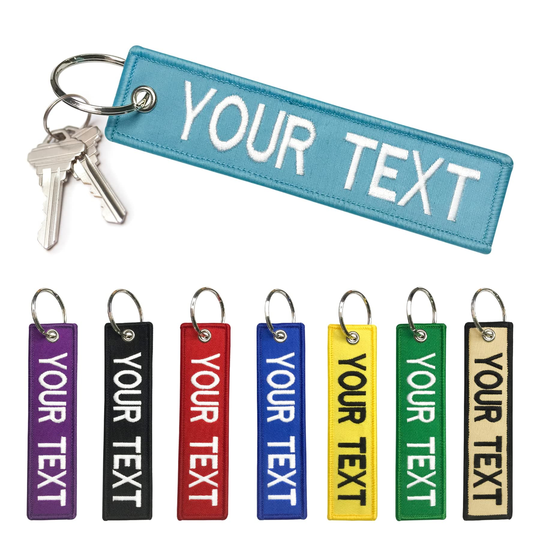 mvcen Personalized Keychain, Embroidery Keychain Double Side Custom Key Tag Customized Key Chain Key Ring Accessories for Backpack, Cars, Motorcycles, Scooters