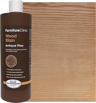 Furniture Clinic Wood Stain | Antique Pine | Water Based | Fast Drying, Low Odor, & Non-Toxic | for Indoor & Outdoor Furniture and More | Multiple Finishes | (17oz / 500ml)