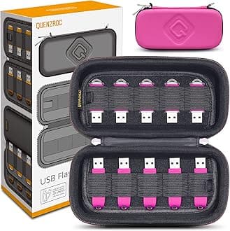 QUENZROC USB Flash Drives Case Organizer Fits 20 Thumb Drives USB Sticks Holder Hard Shell Storage Case Portable Box Travel Carrying Pouch