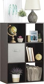 6 Cube Storage Organizer, 3 Tier Stackable Mdf Wood Bookcase, Open Storage Display Bookshelf, Storage Cabinet for Living Room, Bedroom, Home, Office, 23.7"L x 11.7"W x 35.2"H, Espresso