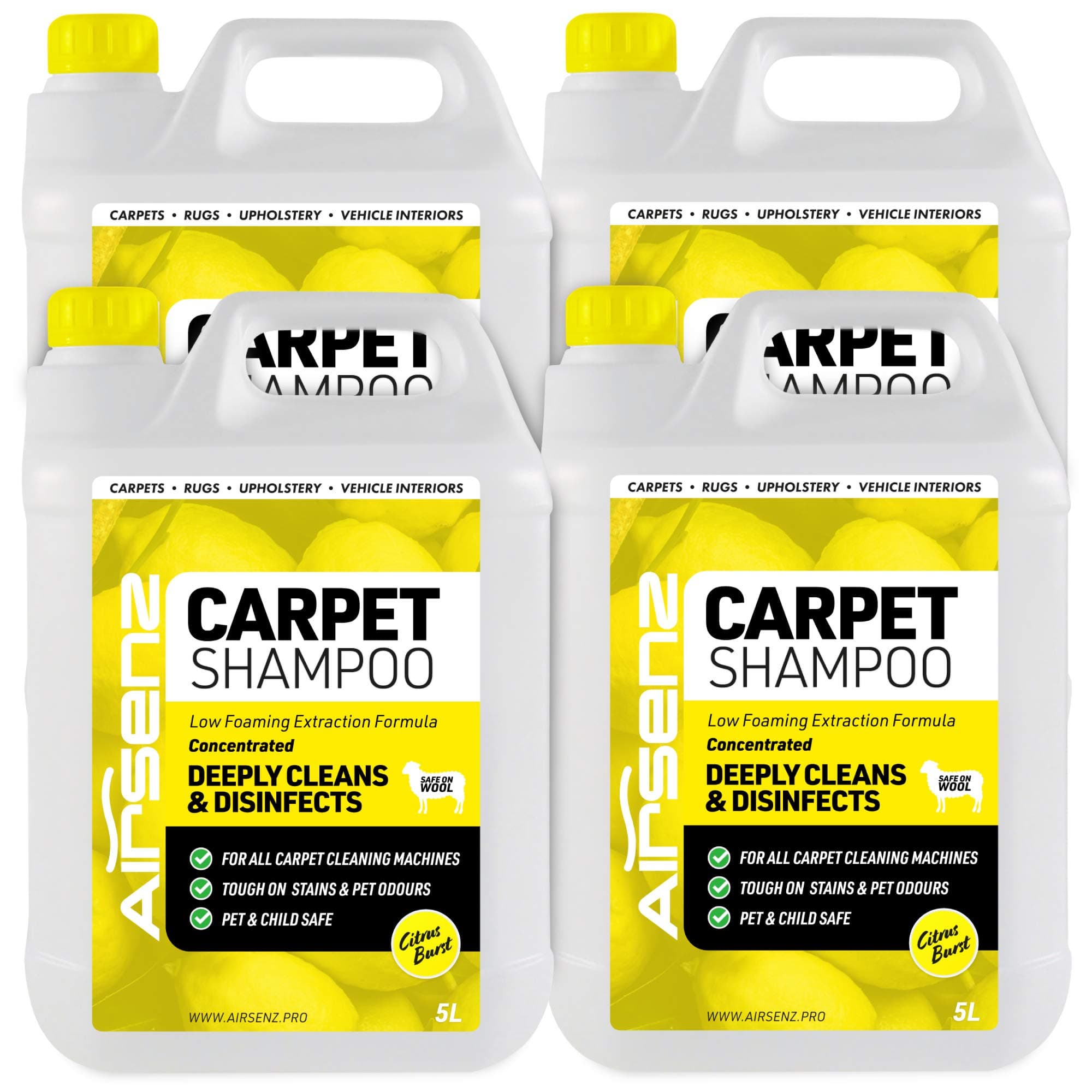 – Professional Carpet Shampoo - Low Foaming Extraction Formula Suitable For All Carpet Cleaning Machines (Citrus Burst, 20L)