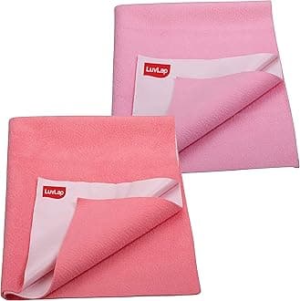 LuvLap Instadry Waterproof Baby Dry Sheet, Medium Size 70x100 cm, Extra Absorbent Quick Dry Sheet for New Born,Toddler, Anti-Piling Fleece for Baby, Bed Protector, Pack of 2, Salmon Rose & Baby Pink