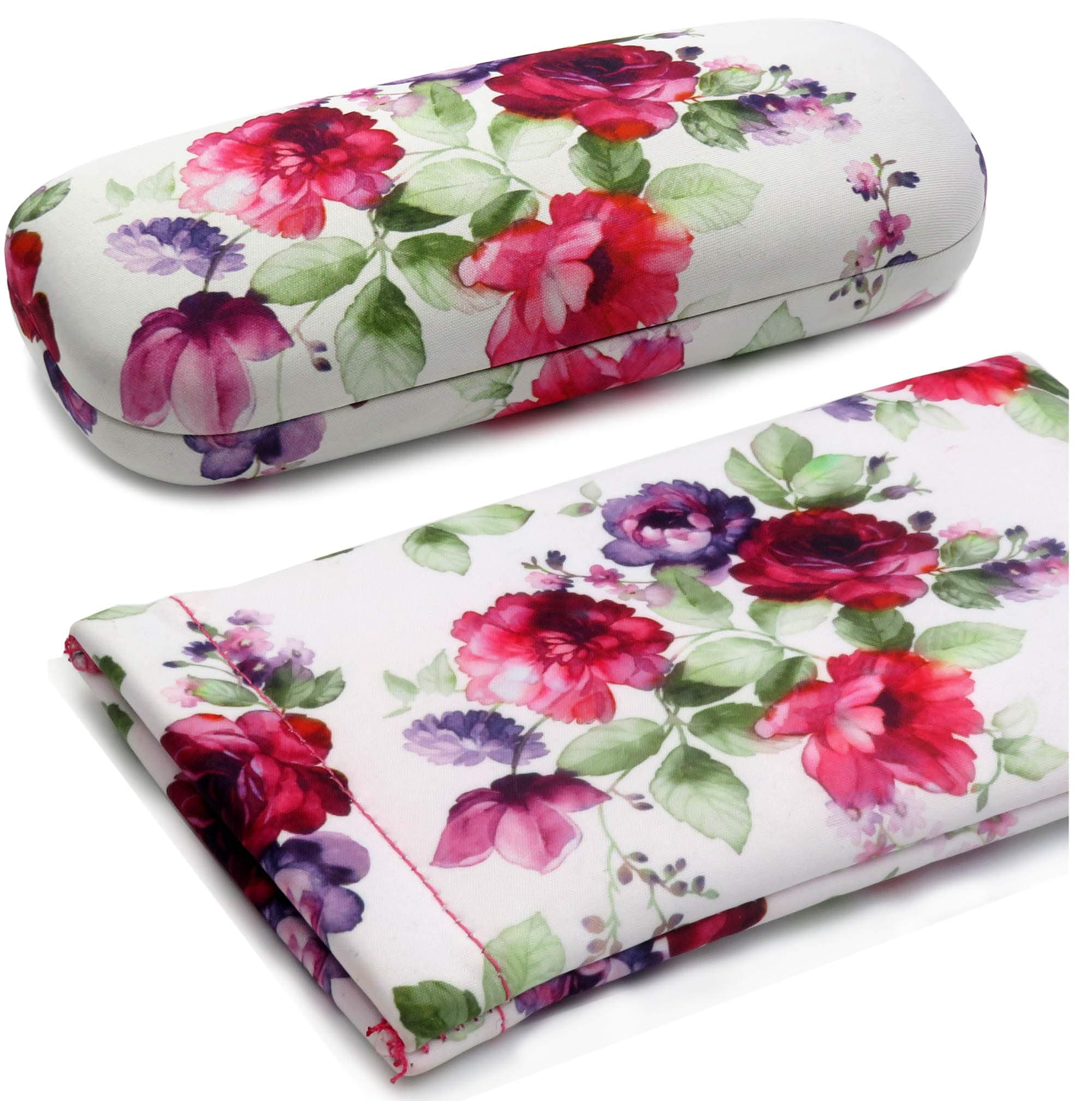 Women's Hard Eyeglass Case | Protective Hard Shell Glasses Case with Pouch and Cloth