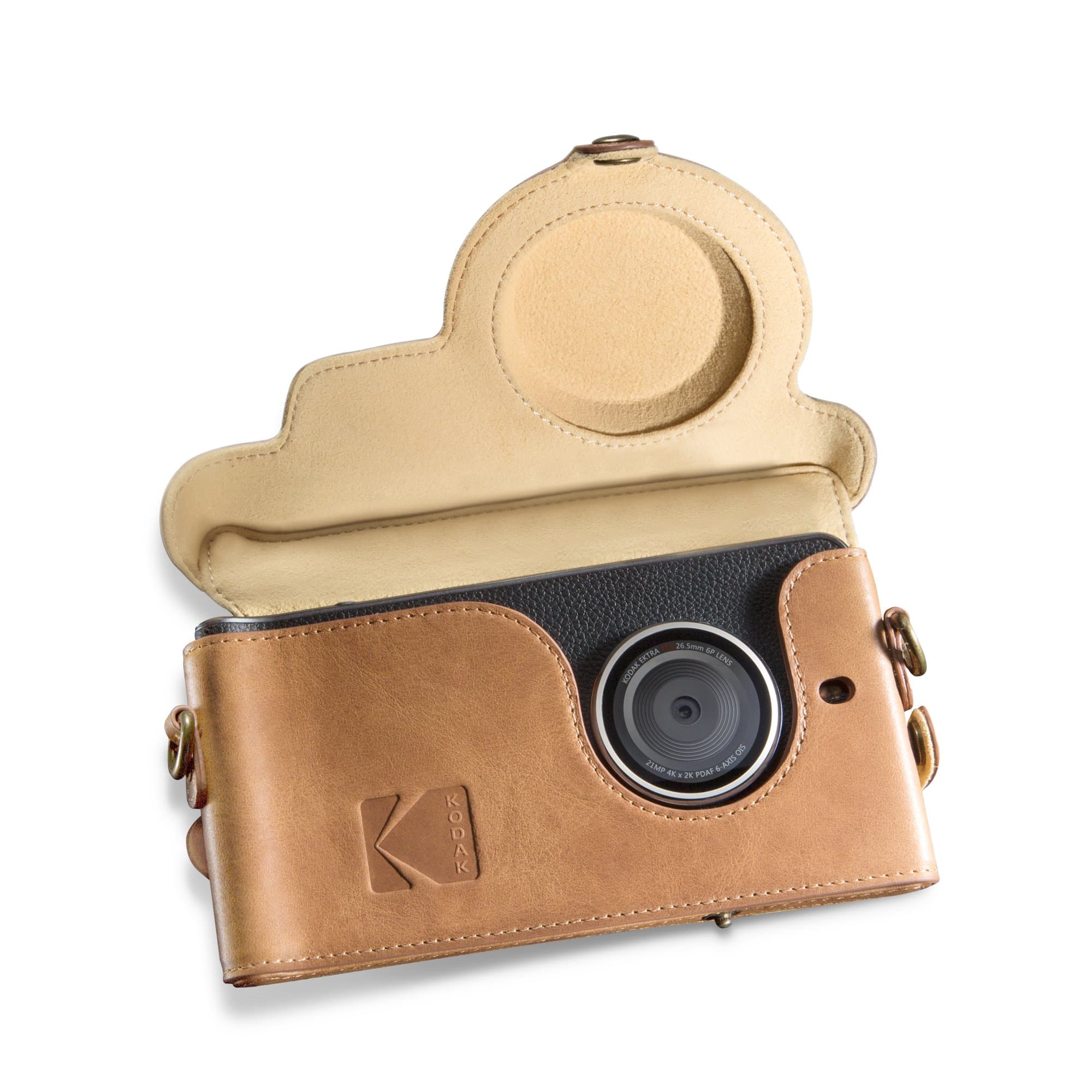 Kodak Ektra Phone Leather Camera Case - Brown/Yellow