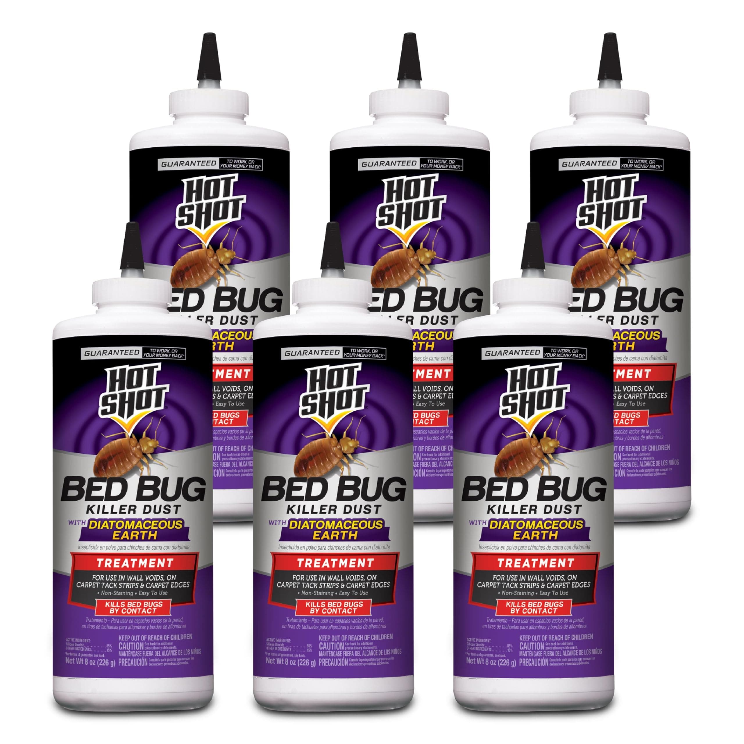 Bed Bug Killer Dust With Diatomaceous Earth 8 Ounces, Treatment For Bed Bugs, 6 Pack