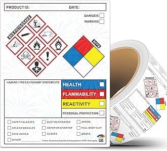 - SDS OSHA Data Labels 4 x 3 Inches, Roll of 250 Stickers for Chemical Safety, GHS Pictograms & Perforated Edges, HMIS & Hazard Compliant, Secondary Containers