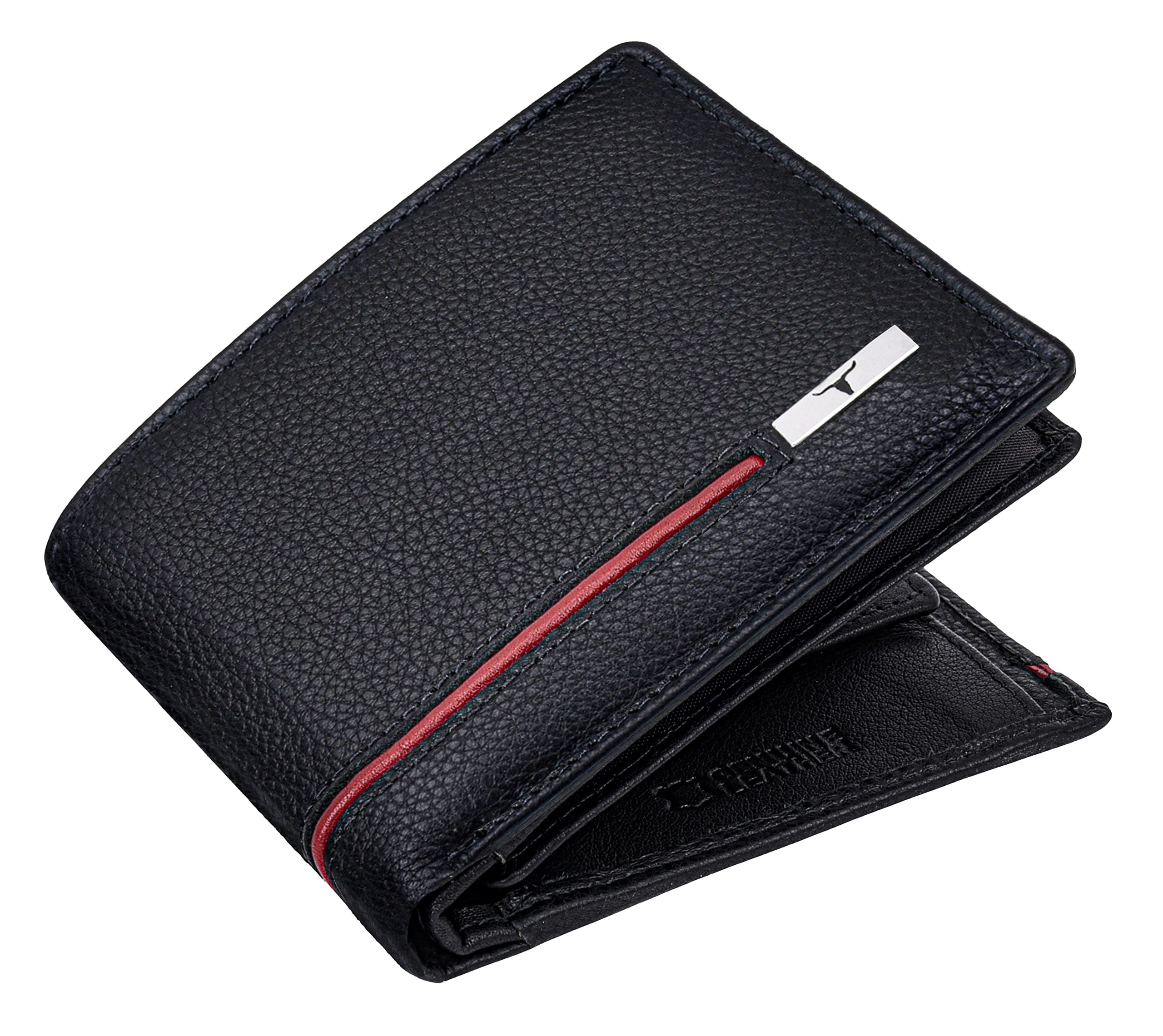 Stag Black/Red Leather Wallet for Men