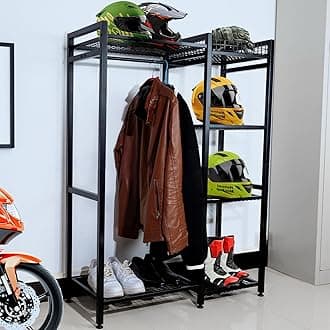 Motorcycle Helmet Stand - Large Helmet Holder, Gear Storage Rack, Display Shelf for Accessories, Jacket, Gloves and Boots