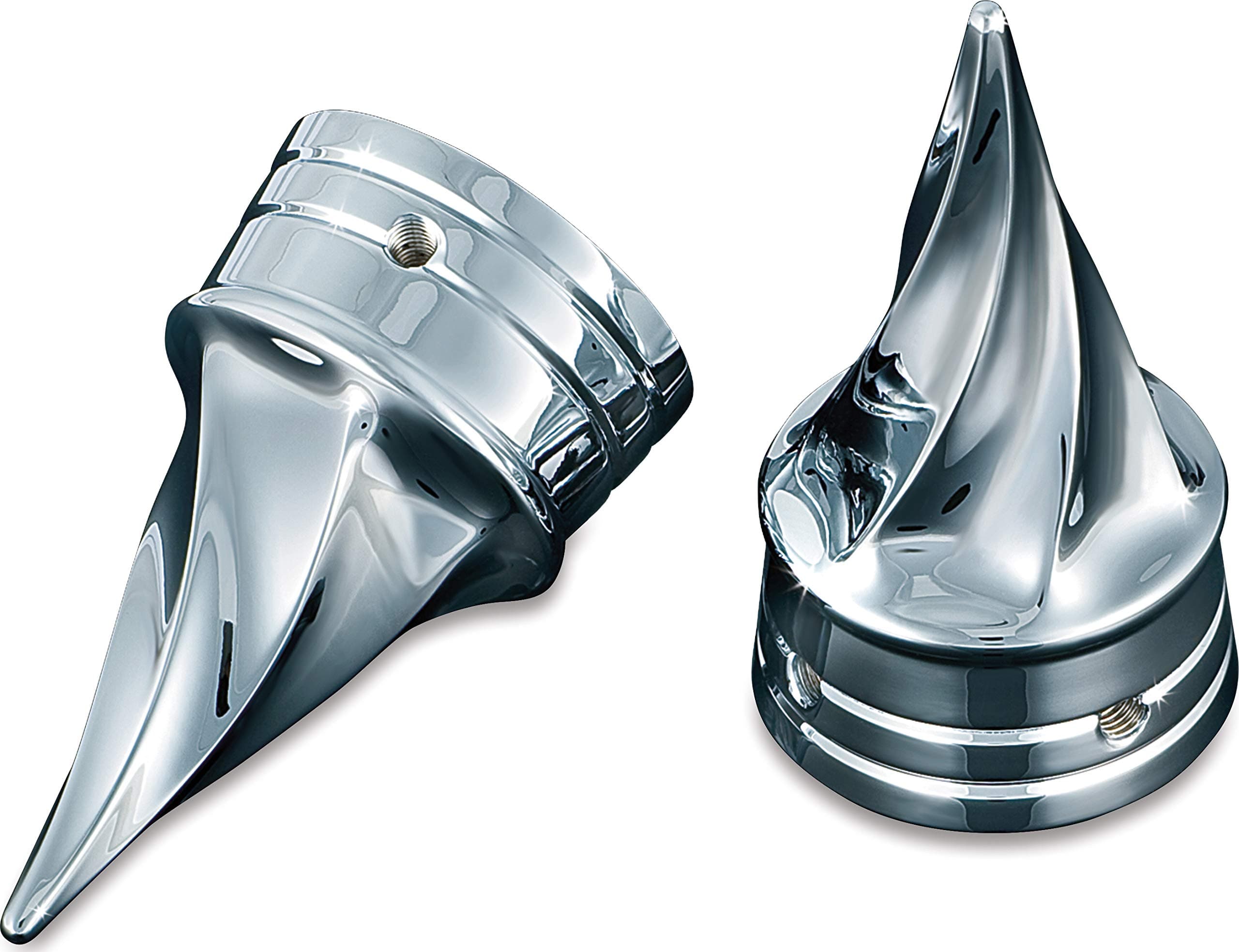 1217 Motorcycle Accent Accessory: Front End Twisted Axle Caps for 1980-2006 Harley-Davidson Motorcycles, Chrome, 1 Pair